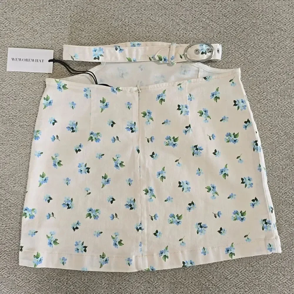 Weworewhat Denim Cut Out Floral Skirt - Size XS